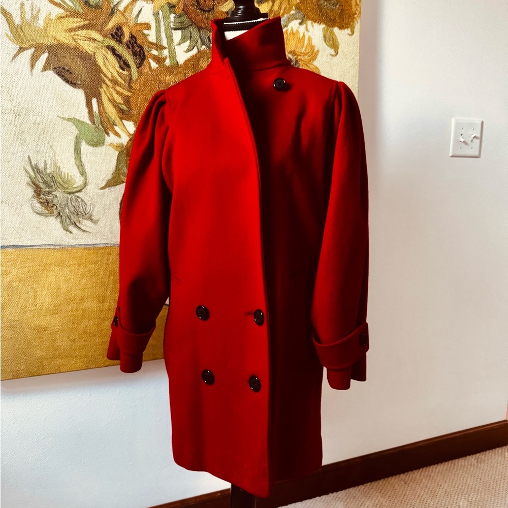Vintage Stylish Red Double-Breasted Coat
